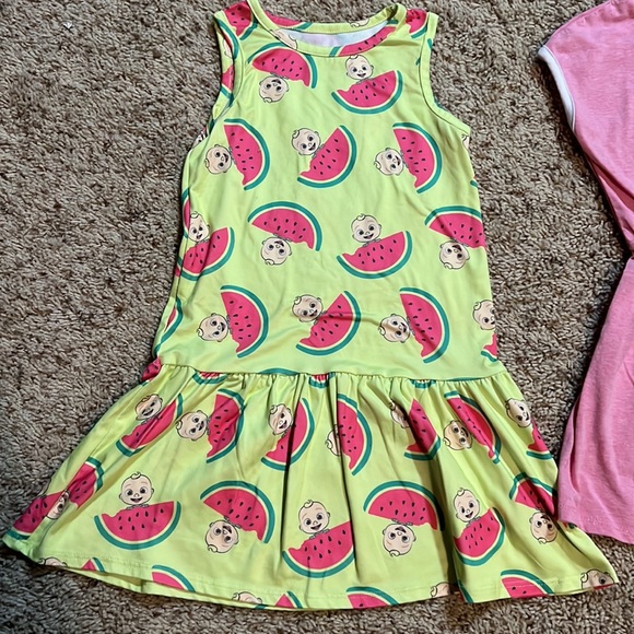 BNWOT super soft girl’s 4T Cocomelon summer dress set w/JJ & watermelon graphics - Picture 4 of 10